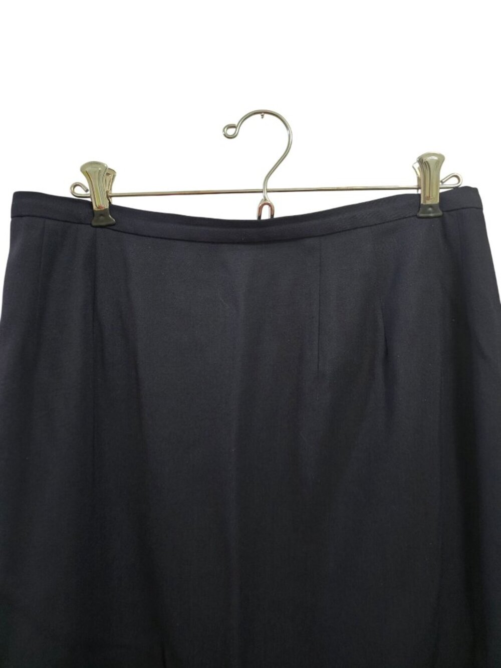 Saks Fifth Avenue The Works Navy Wool Blend Lined Pencil Skirt Size 14 - Picture 2 of 7